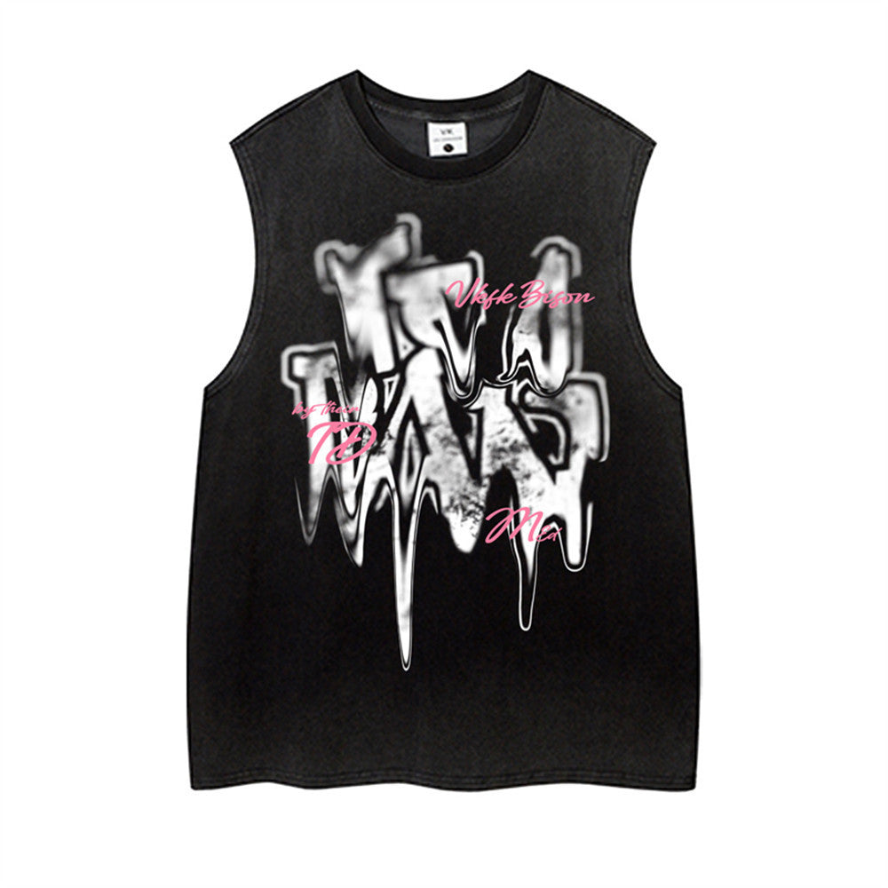 Tholoúra: Creative Letters Printed Sleeveless