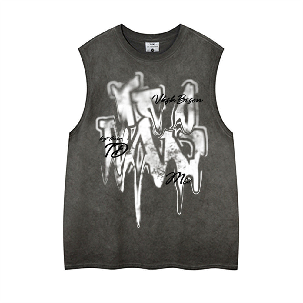 Tholoúra: Creative Letters Printed Sleeveless