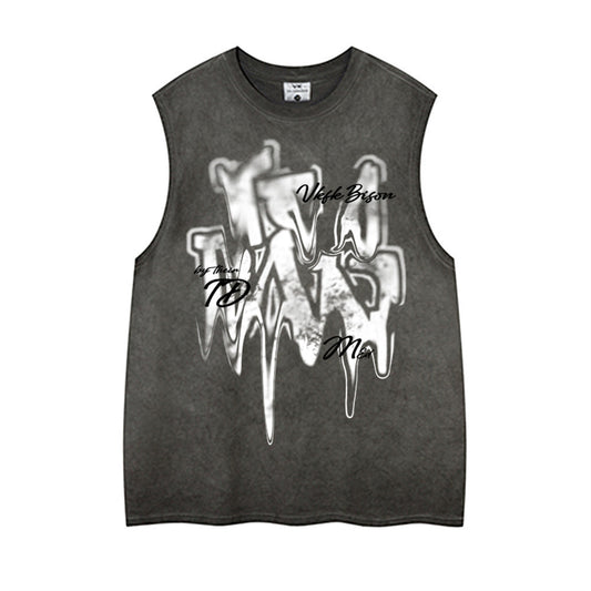 Tholoúra: Creative Letters Printed Sleeveless